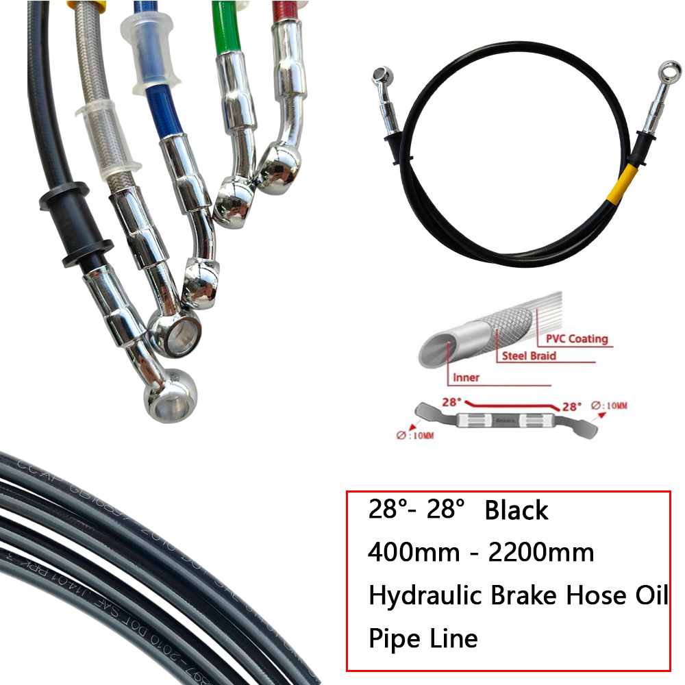 Brake Line Motorcycle - 28 ° -28 ° 검정색 브레이드